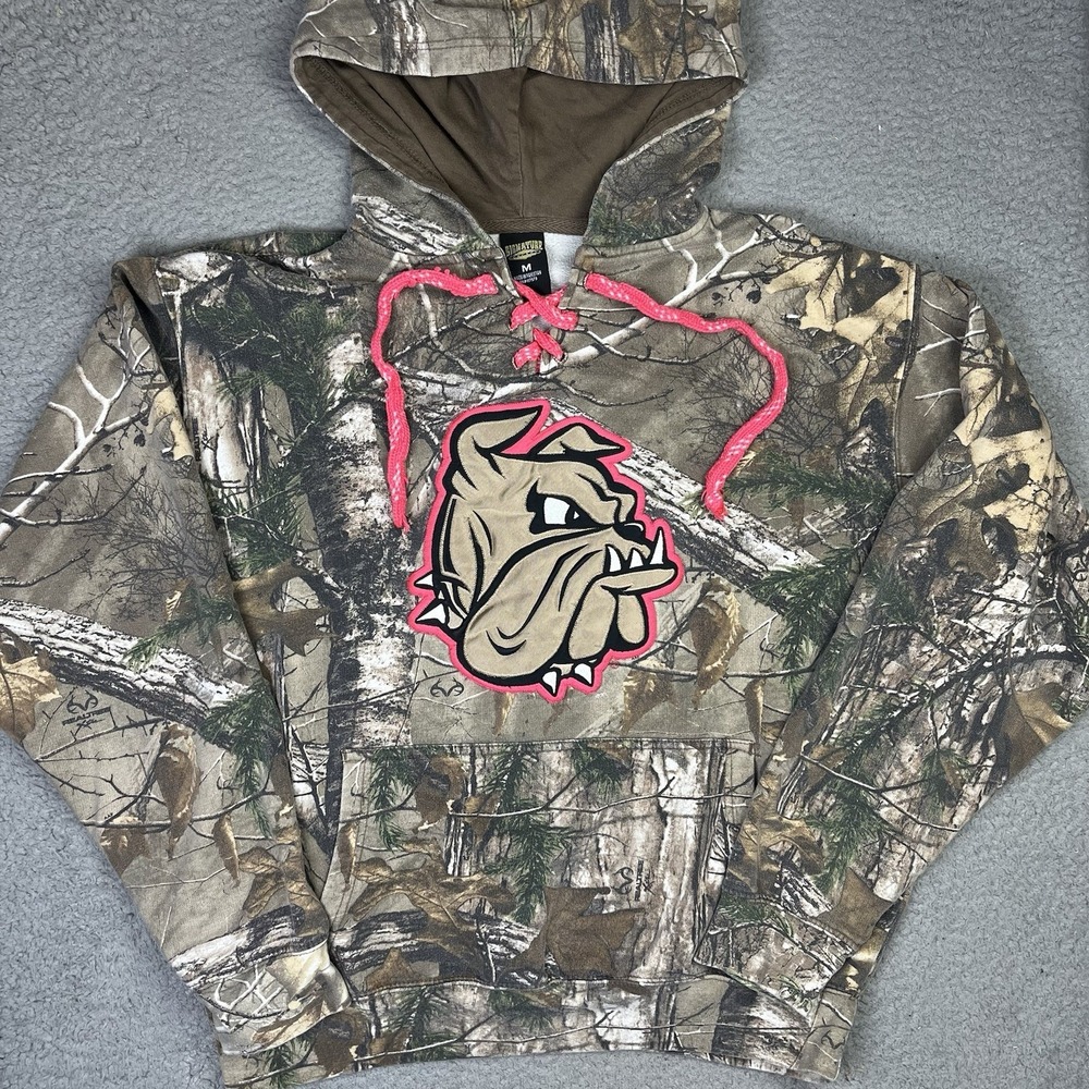 University of Minnesota Duluth UMD Bulldogs Sweatshirt Camo Pink Hoodie Sz‎ M